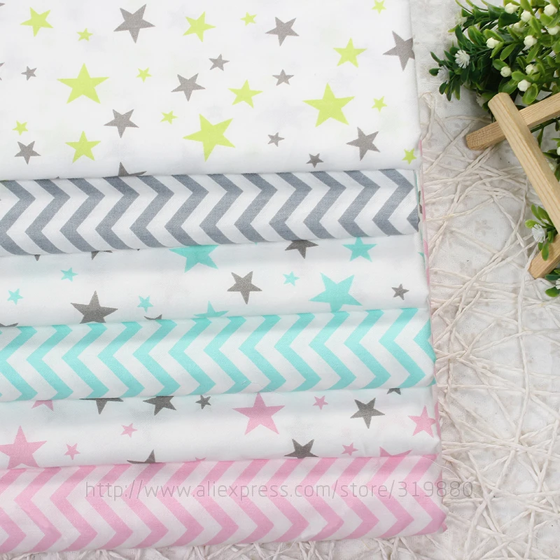 TIANXINYUE 6pcs/lot wave Star Cotton Fabric Patchwork DIY Quilting Sewing Fat Quarters Bundle Tissue Telas Tilda Needlework