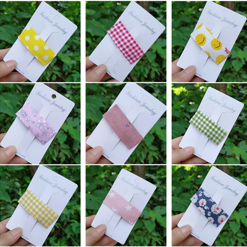 

10pcs/lot Popular Cloth Hair Clips Cute Flower Printed Water Drop Rectangle BB Clip Hairpins Sweet Princess Girls Barrette