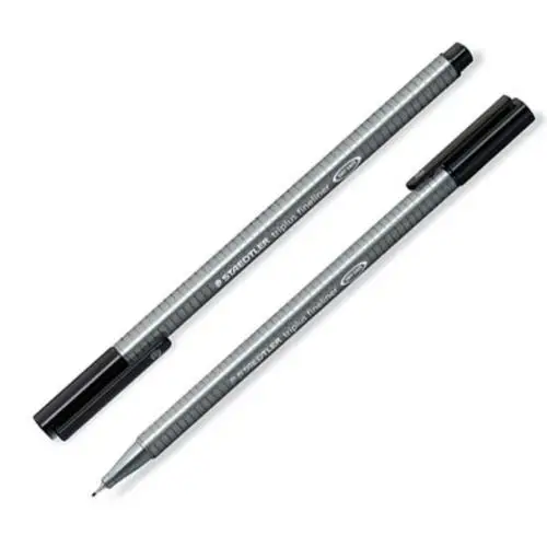 

STAEDTLER 334 Triplus Fineliner 10 pcs Black/Red/Blue Pens 0.3mm Metal-clad Tip Art Design