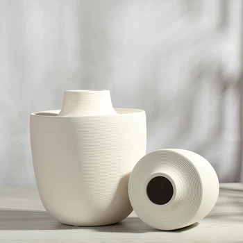 

white Small mouth ceramic creative contracted flower vase home decor craft room decoration handicraft porcelain figurine gifts