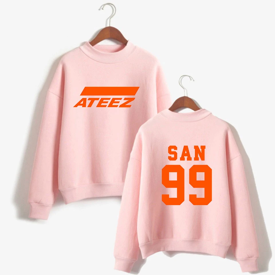 

2019 Kpop Ateez Turtlenecks Sweatshirt Hot Team Korean Highsreet 2019 New Ouewear High Quality Pullovers High Collar Sweatshirts