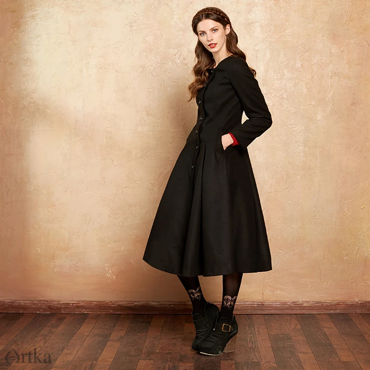ARTKA осень и зима 50% шерсть вышивка отправка возможность шаль плотная Талия плащ очень длинное пальто FA10174Q