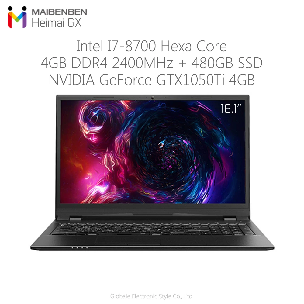 Оригинальный игровой ноутбук MAIBENBEN Heimai 6X 16 1 дюймов Windows 10 Intel i7 8700 8 Гб ram 480 SSD GTX 1050Ti
