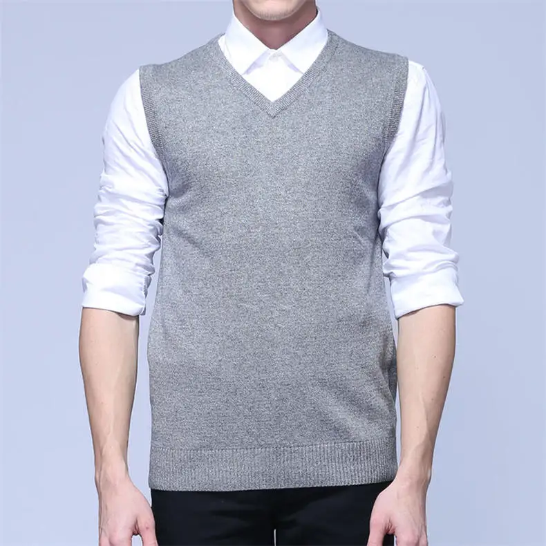Men Sweater Vest MuLS Brand Winter Colored Wool Knitted Sleeveless Sweater Male Cotton Jumper Autumn Spring 2018 New Size M-3XL-09