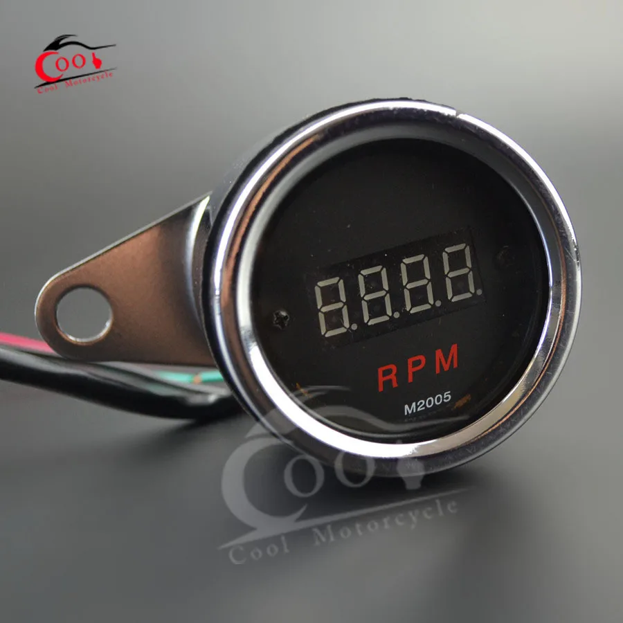 

12V Digital Red LED Tachometer Tacho Gauge RPM For Adjust Motorcycle Brand New
