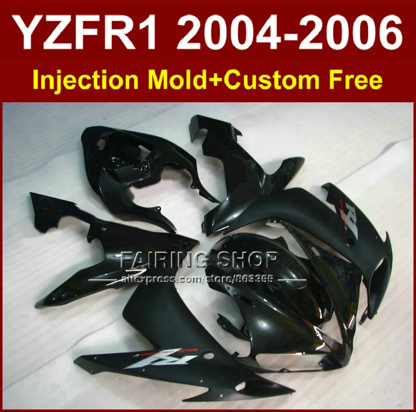 АБС-пластик инъекций мотор обтекатели комплект для Yamaha 2004 2005 2006 YZFR1 YZF1000 YZF-R1 04 05 06 все черное тело обтекатель части