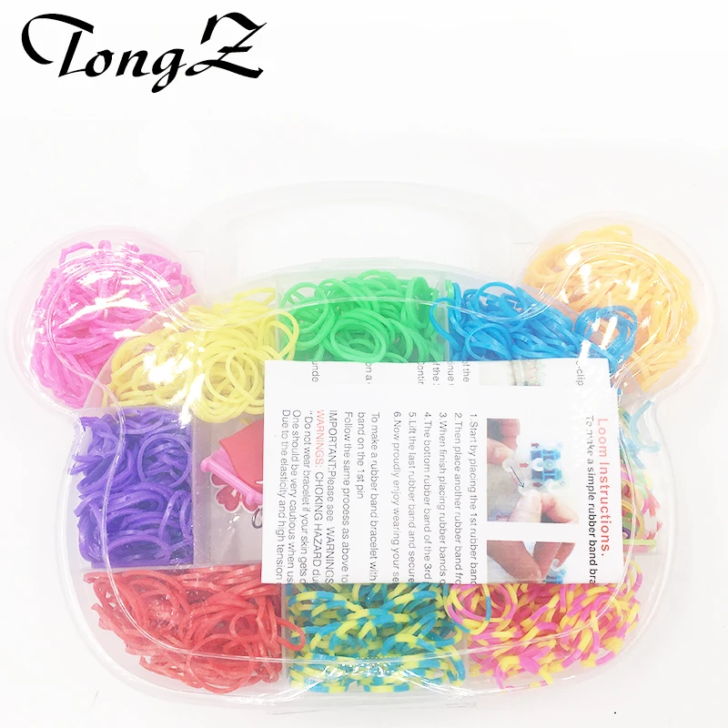 Радужный Браслет "сделай сам" с мишкой в штучной упаковке, разноцветные эластичные резинки, очаровательные плетеные резинки для плетения браслетов