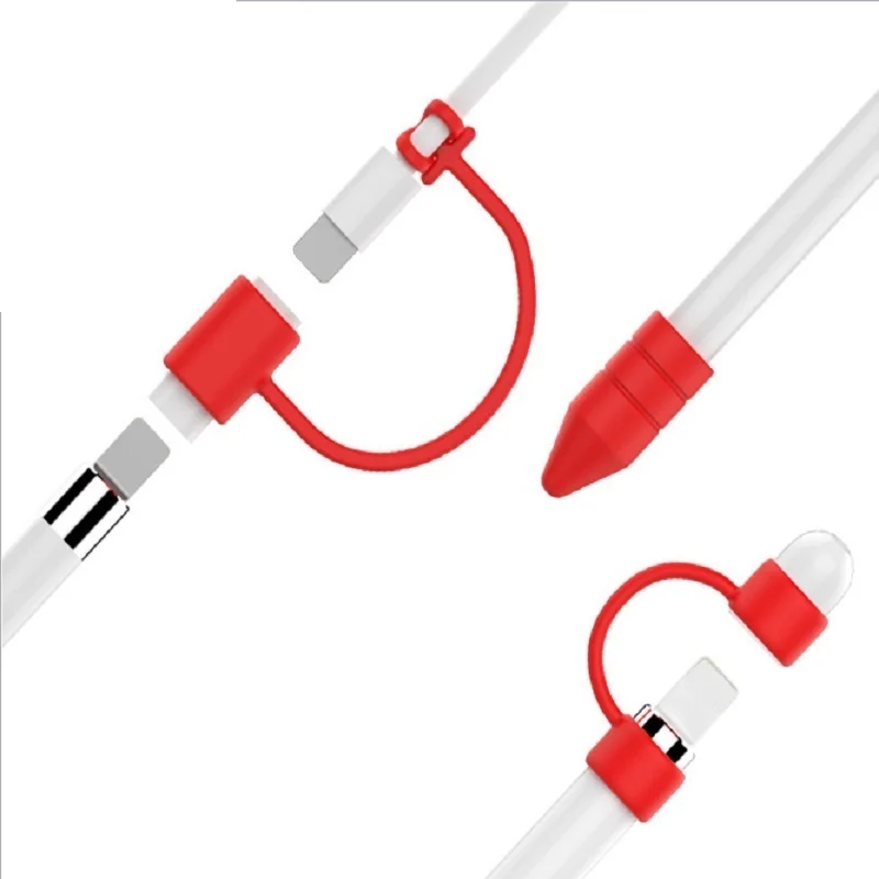 Мягкий силиконовый чехол-держатель для Apple Pencil cap с адаптером для кабеля, ремешок для iPad Pencil Nib Cover Tablet Touch Pen Kit
