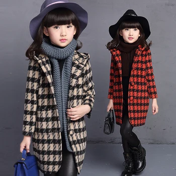 

Children's clothing child outerwear wool girls coat medium-long 2016 trench child spring child outerwear