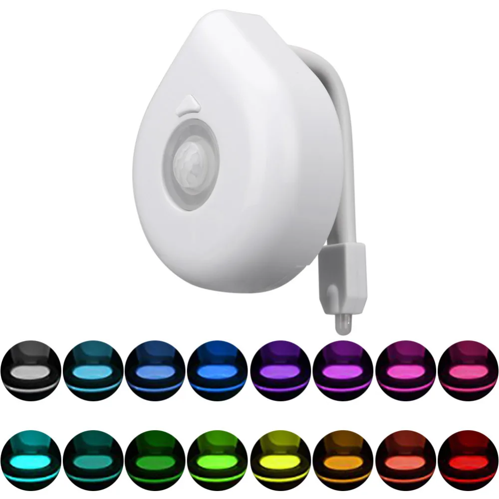 

New 16 Colors Motion Sensor Toilet Light Battery Operated Backlight For Toilet Bowl Fit For Any Toilet Bathroom Night Light