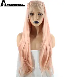 Anogol высокое температура волокно Розовый Плетеный принцесса косы натуральный длинные волнистые синтетический синтетические волосы на