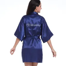 Женский чистый цвет короткий искристый горный хрусталь кимоно для невесты халаты для свадебной вечеринки халат для невесты ночное белье 8 цветов