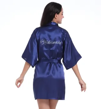 

Women's Pure Colour Short Sparkle Rhinestone Bridesmaid Kimono Robes for Wedding Party Bride Bathrobe Sleepwear 8 colors