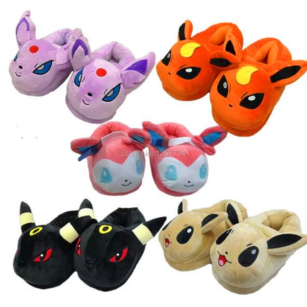 

Anime Eevee Umbreon Sylveon Plush Shoes Home House Winter Slippers Toy Retail
