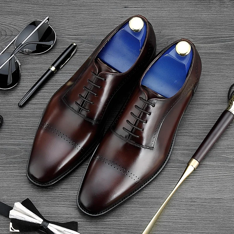 Preto Sapatos Dos Clássicos Hot De Couro Vestido Formais Homens Dedo Mycolen Homme marrom Sapatas Do Sale Designer Pé Soulier Pontas Oxford Genuíno Italiano nw1TdqTY4I