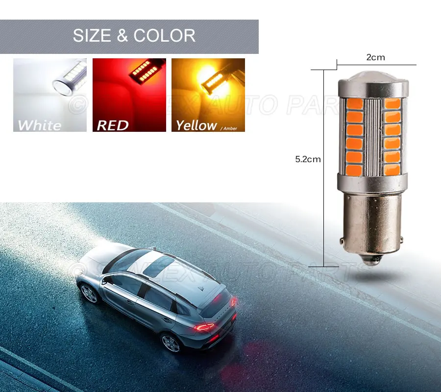 Светодиодный фонарь BA15S 1156 BAY15D 1157 33 5630 SMD 2 шт. задние и хвостовые лампы купольная