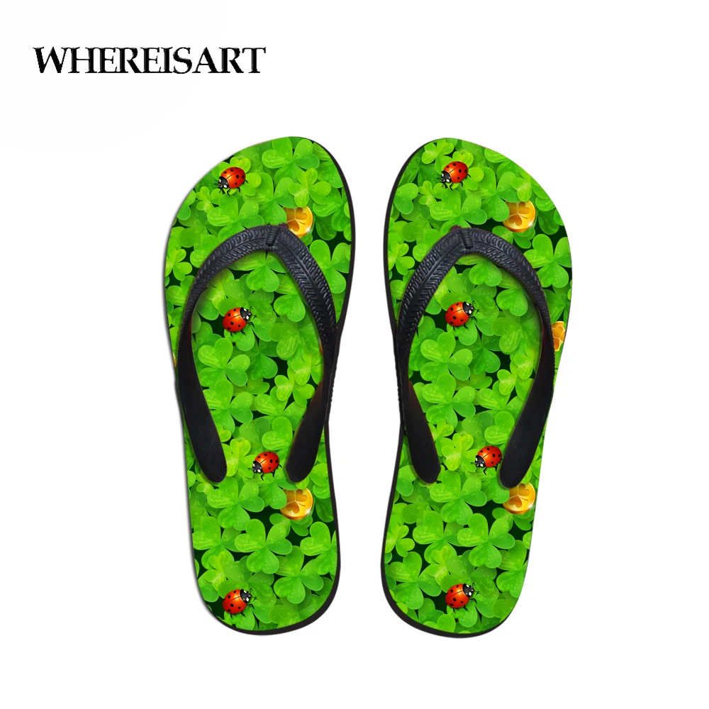 

WHEREISART 3d Ladybug Design Girls Summer Beach Flip Flops Sandals Lady Flats Shoes Women Rubber Indoor Outside Slippers