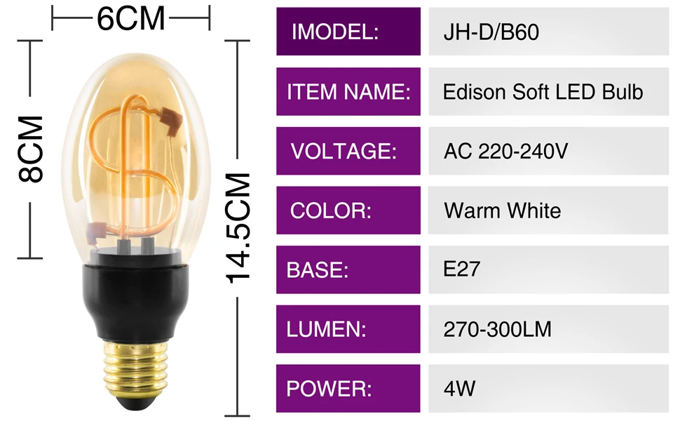 Ретро винтажный светодиодный светильник E27 220 в 240 В Мягкий Светодиодный светильник накаливания 4 Вт 4,5 Вт внутренний декоративный светильник необычные дизайнерские лампочки теплый желтый