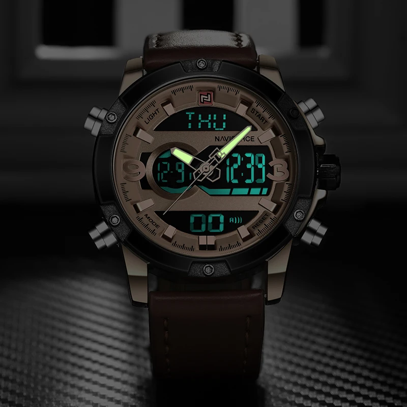 Tanie NAVIFORCE Top luksusowa marka mężczyźni Sport zegarki męskie kwarcowy analogowy zegar z podświetleniem led człowiek wojskowy wodoodporny Wrist Watch relogio masculino