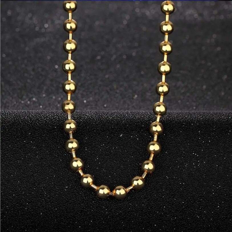 Length 50cm, Width 6mm, Gold Color Beads Necklaces for Women Ball Chain