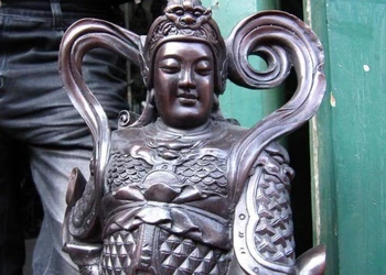 

15 Chinese Pure bronze Copper Guan Gong WeiTuo Wei Tuo Veda warrior Art Statue