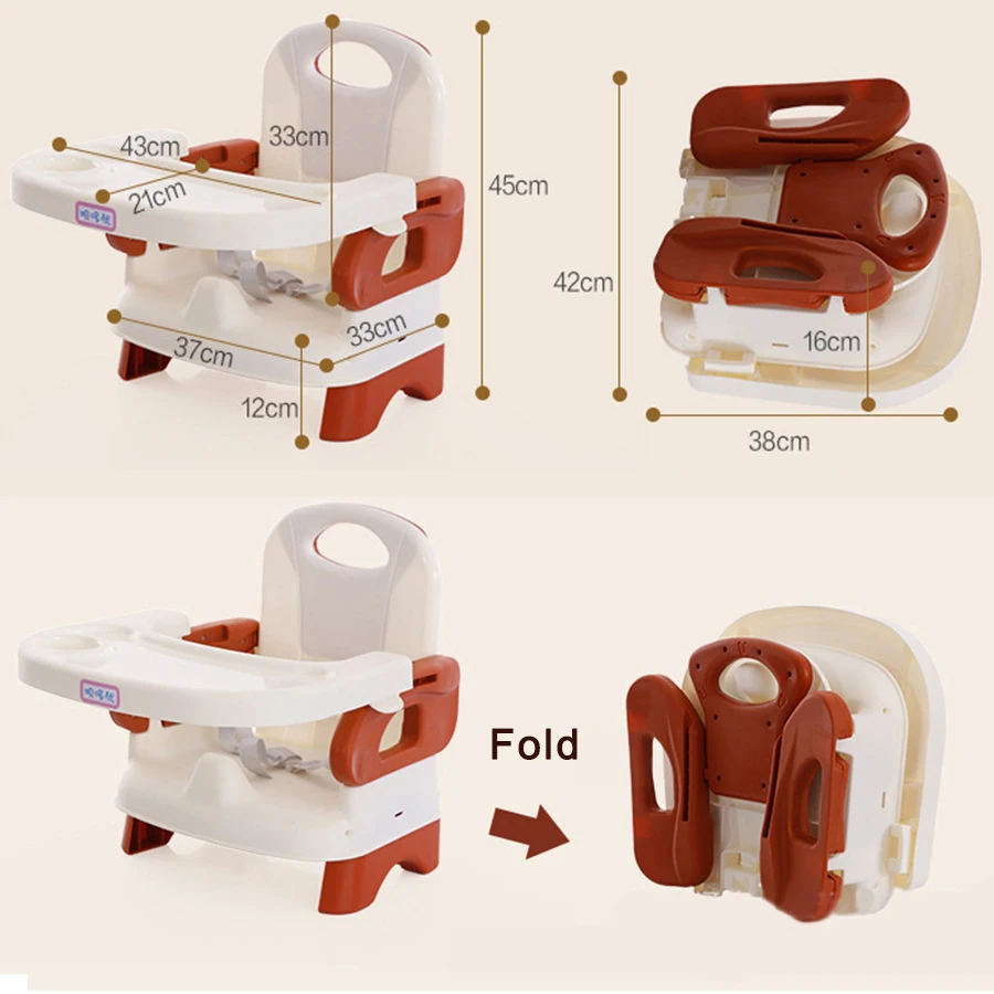 Baby Booster Feeding Seat Comfort Folding Booster Seat with Tray Baby Plastic Adjustable Dining Chair safety table chair