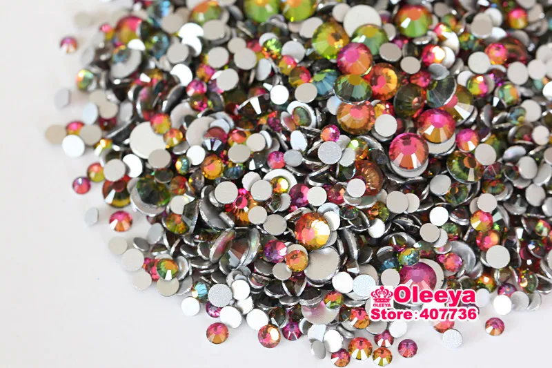 rainbow flatback non hotfix nail rhinestones Oleeya Rhinestone (4)(1)
