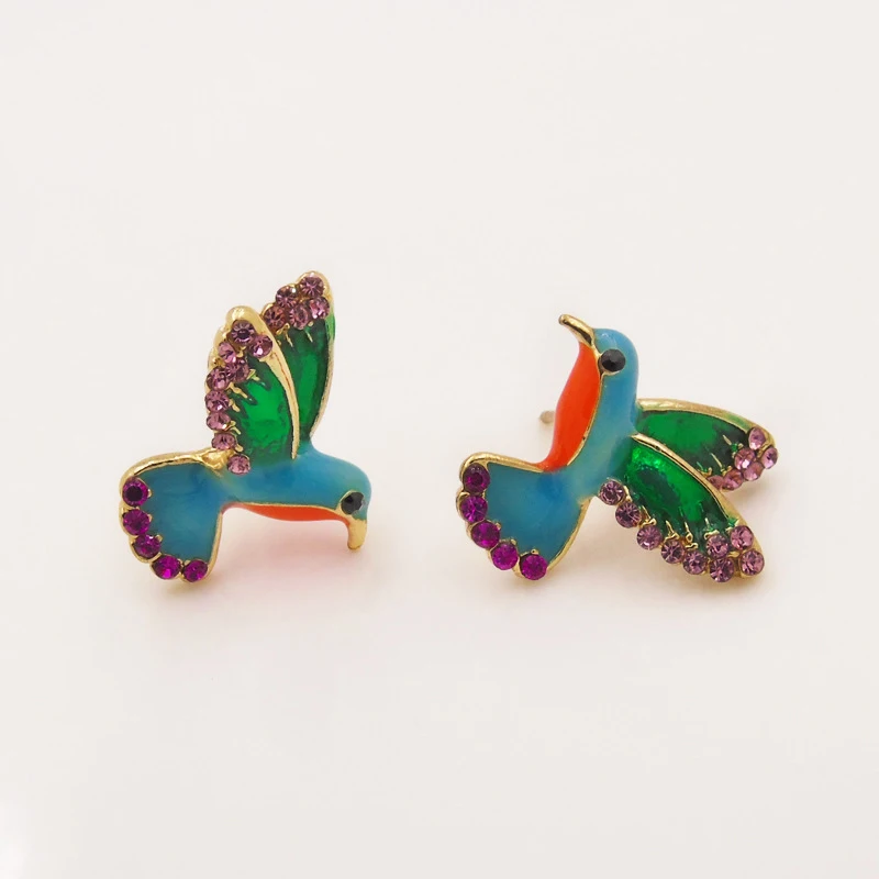 

1 Pair Alloy Cute Animal Flying Bird Hummingbird Ear Stud Earrings JEWELRY For Women Girl Gift Stud Earrings Oorbellen
