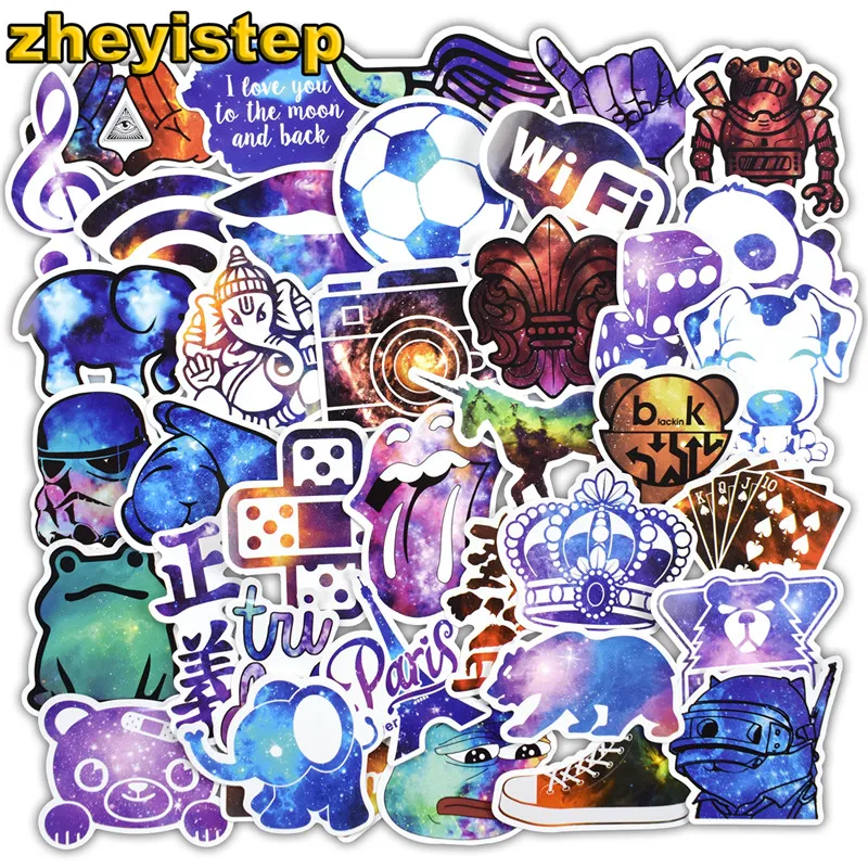 

100 Pcs Galaxy Stickers Graffiti Sticker for Luggage Skateboard Laptop Guitar Motorcycle Bike PVC JDM Waterproof Stickers Pack
