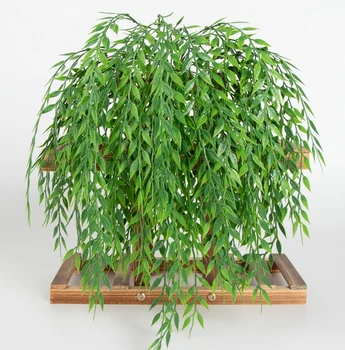 

Artificial Weeping Willow Plastic Plants Greenery Leaves Fake Hanging Vine Plant For Garden Wall Baskets Wedding Party Decor