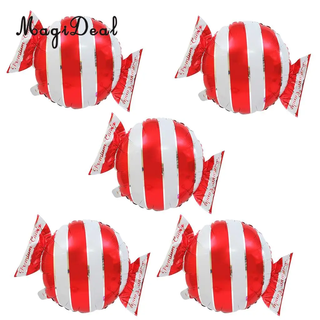 MagiDeal 5pcs Lovely Stripes Dots Sweet Candy Shape Aluminium Film Balloon Wedding Birthday Party Decor Kids Toy
