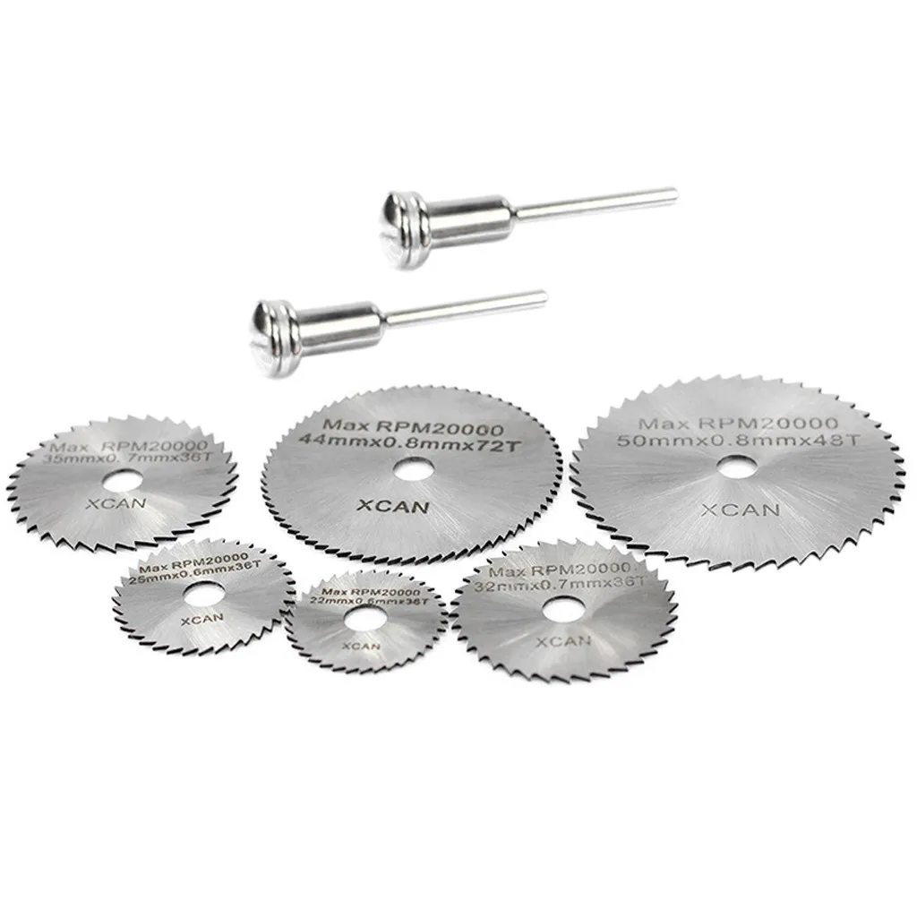 

7PCS New Portable Rotary Tool Circular Saw Blades Cutting Discs Mandrel For Dremel Cutoff 2.815