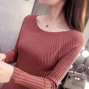 

2019 New Sweater woman word led pullovers tight long-sleeved render unlined upper garment to brief paragraph cultivate morality