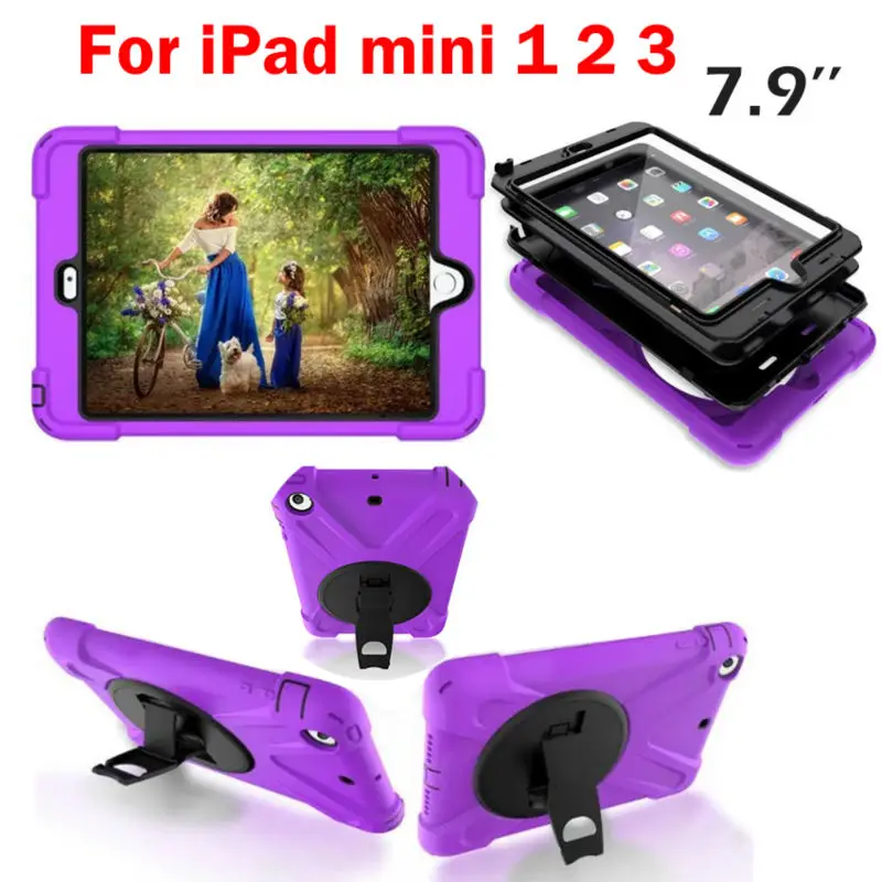 

TPU Tablet Funda Case For iPad mini 1 2 3 Armor Shockproof Heavy Duty Silicone Hard Case Cover Screen Protector Film+Stylus Pen