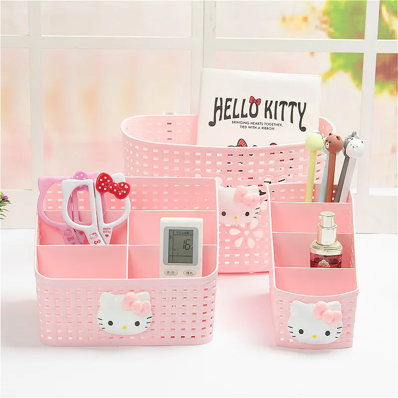 

Cartoon Cosmetic Storage Boxes Quality Plastic Makeup Skin Care Drawer Kitty Cat Desktop Sundry Jewelry Multi-function Organizer