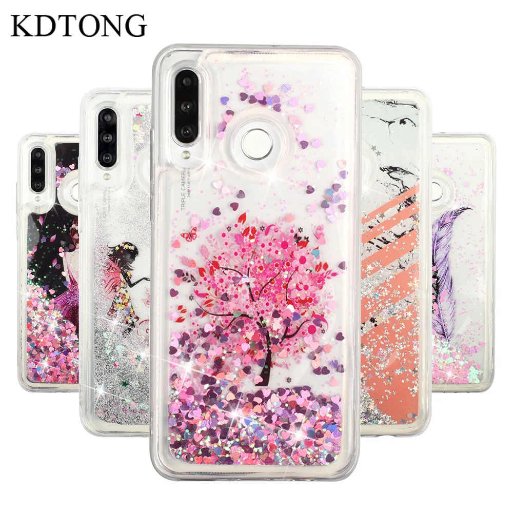 Чехол с блестками и жидкостью для Huawei P30 Lite Pro милый прозрачный мягкий силиконовый
