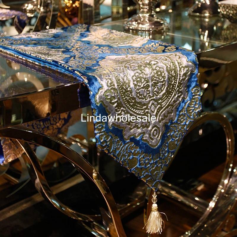 

Good quality European ornate velvet stamping table runner,fashion Coffee table flag,Home decoration supplies tablecloth
