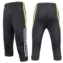 Футбольные тренировочные штаны 3/4 мужские футбольные брюки с карманом на молнии для баскетбола, бега, фитнеса, тренировки, бега, спортивные штаны