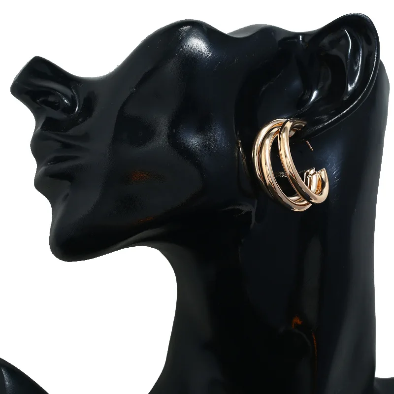 

2019 Women's Earrings Metallic Women's Earrings Party Fashion Trendy Gold Silver Face Earrings