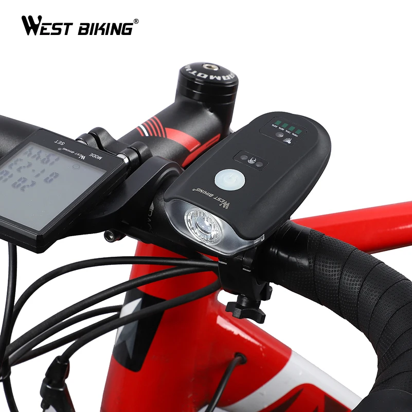 WEST BIKING 350 Lumen Intelligent Bicycle Light Hand Smart Induction Bicycle Flashlight Waterproof Bike Headlight Bike Lamps