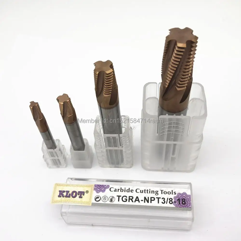 KLOT HRC60 TiCN Coated Solid Carbide Thread Mill NPT NPTF 21/2" 8*D20