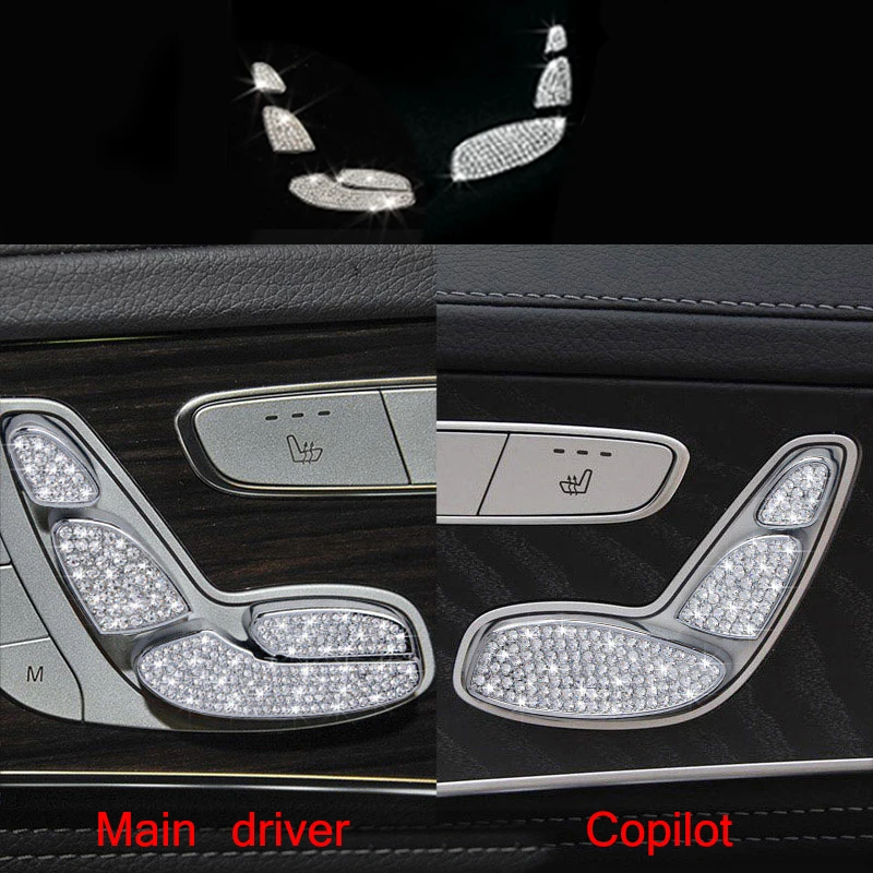 

7pcs Silver Gold Diamond Style Seat Adjust Buttons Cover For Benz C Class W205 2015-2017 & GLC Class X205 2016-2017