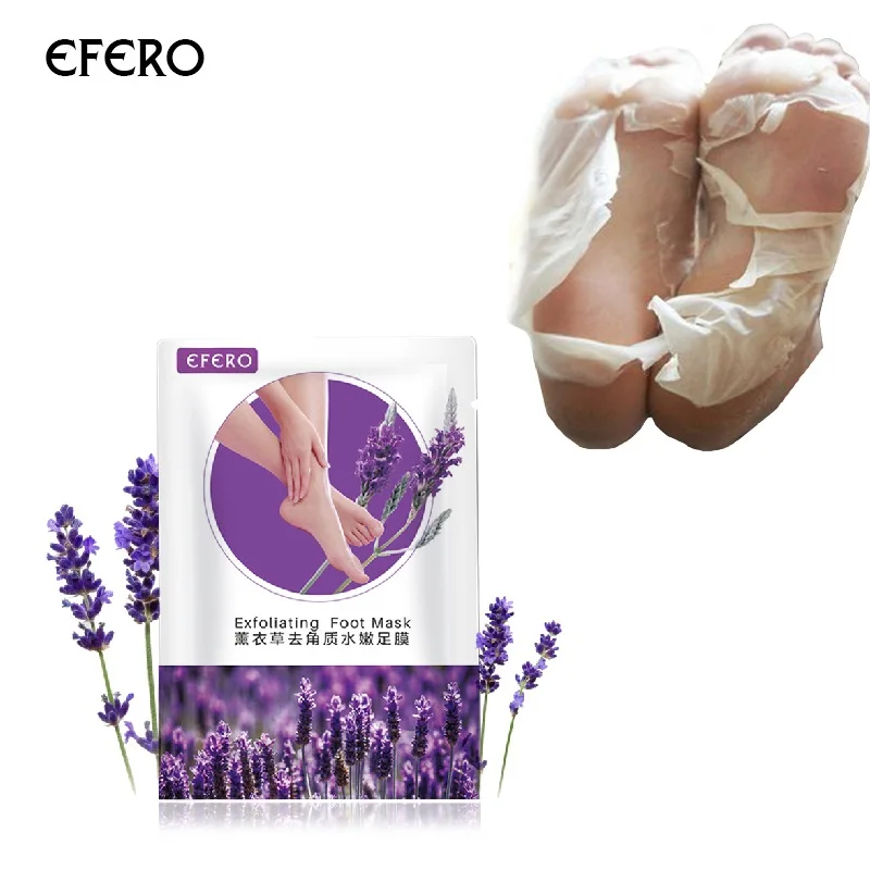 

Efero 2pcs/pair Lavender Peeling Feet Mask Socks Remove Dead Skin Exfoliating for Pedicure Foot Masks for Heel Legs Cream TSLM2