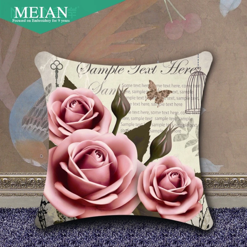 

Meian, Flowers 3D cross stitch pillow new living room sofa pillow pillow cushion car rose Needlework