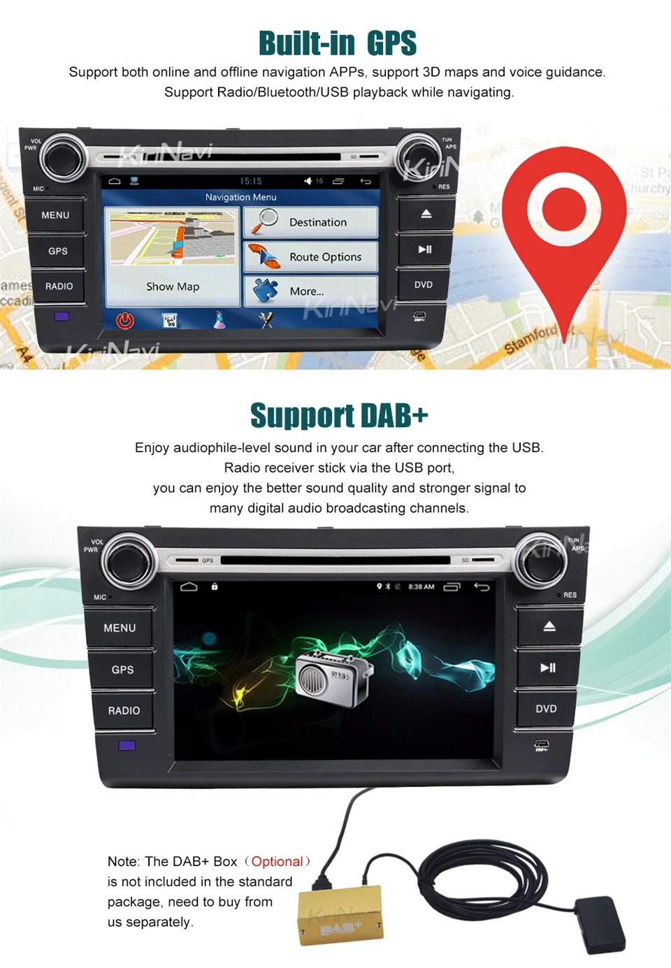 Excellent KiriNavi Octa core 4G LET android 7 car audio for Suzuki Swift dvd player with gps support 4K Video 4G 6