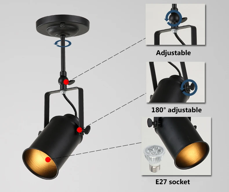DX Винтаж Лофт потолочный светильник 1/2/3/4 глав Творческий к трековой лампе ткани магазин кофе бар светильник одежда ТВ бар фон лампа
