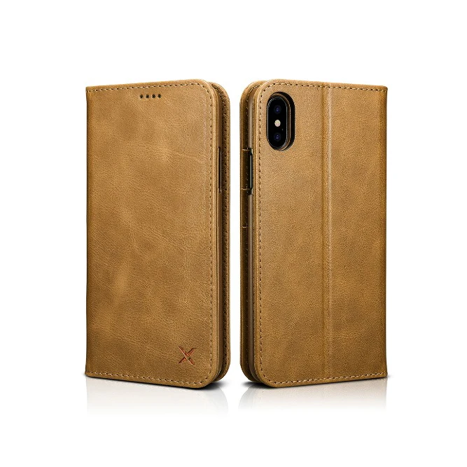 

2019 Busniess Case For iPhone Xs Max Xoomz Innovative Design Genuine Leather High Grade Vintage Flip Cover Case For iPhone X Xs