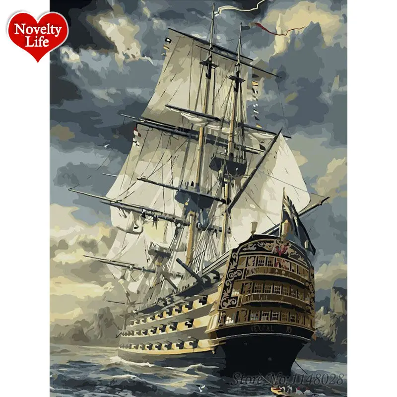 

Sailing Boat DIY Oil Painting By Numbers Drawing Paint Coloring By Numbers Kits On Canvas Unique Home Decor Wall Art Picture S04
