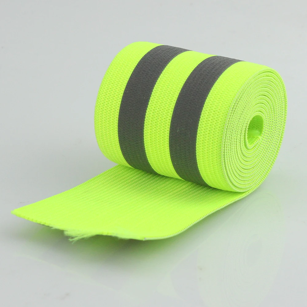1meter Green Silver Reflective Elastic Tape Band Cord Belt Fabric Wide