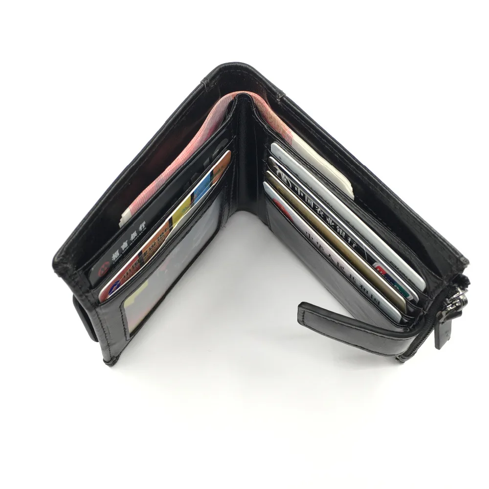100% genuine leather wallet premium product real cowhide wallets short black wallet  (6)